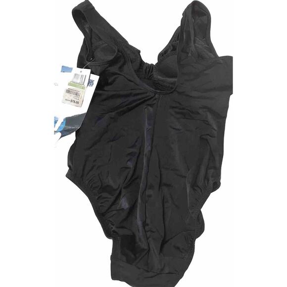 GREAT LENGTHS BLACK TIE FRONT SWIM ONE PIECE SWIMSUIT SIZE 8 FRINGE $78 New! - Picture 4 of 6